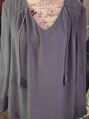 Cato Purple V-Neck Tassel Tie Tunic